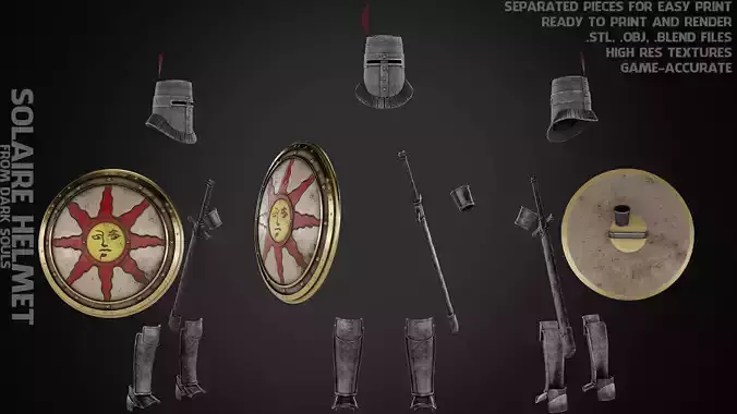 Dark Souls Solaire of Astora Full Armor Bundle for Cosplay 3D Model Collection