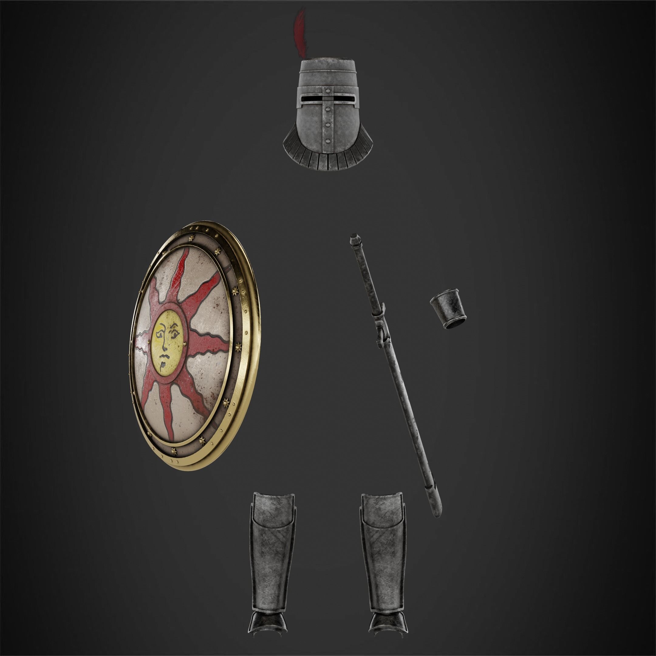 Dark Souls Solaire of Astora Full Armor Bundle for Cosplay 3D Model Collection_11