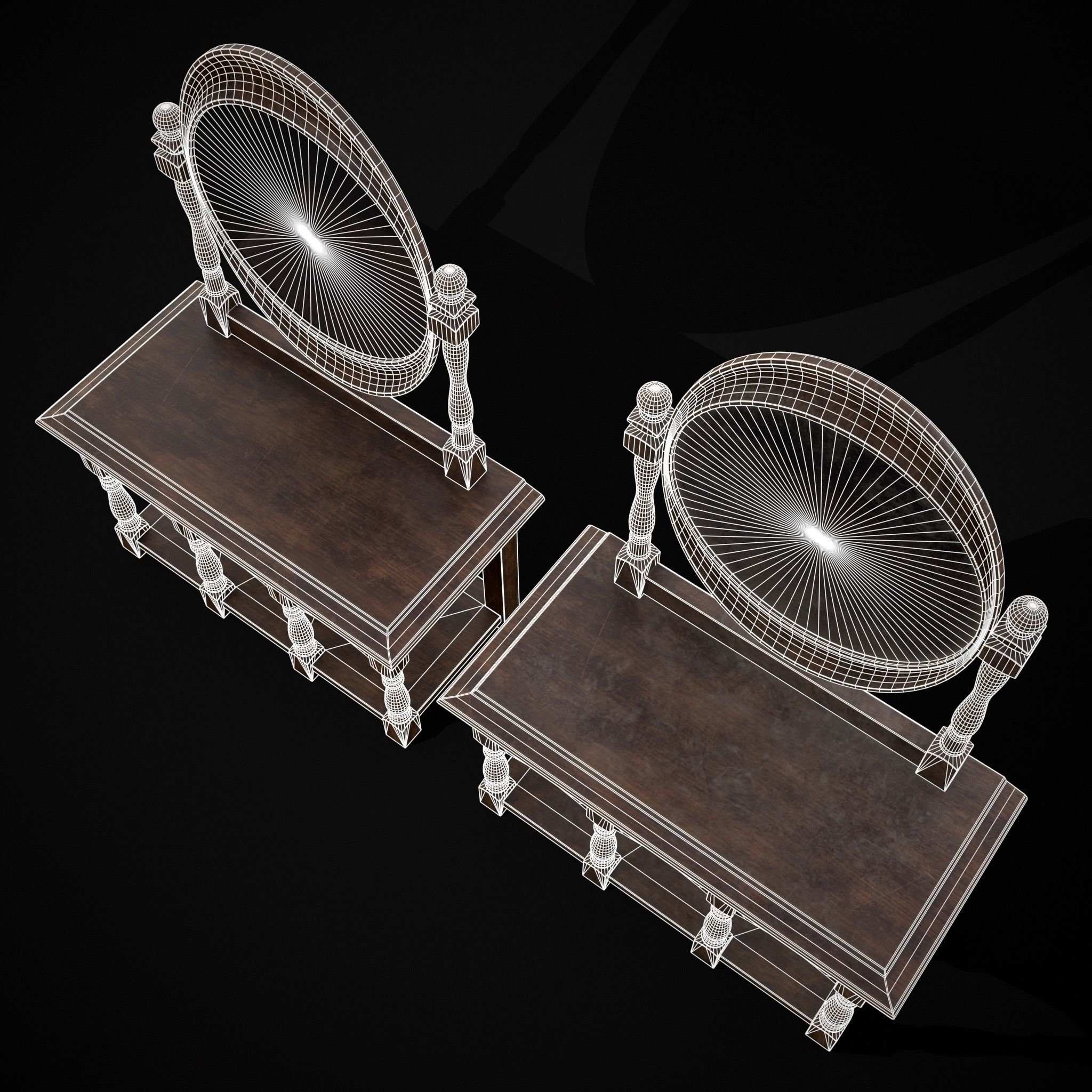 Wooden Vanity Set Low-poly 3D model_32