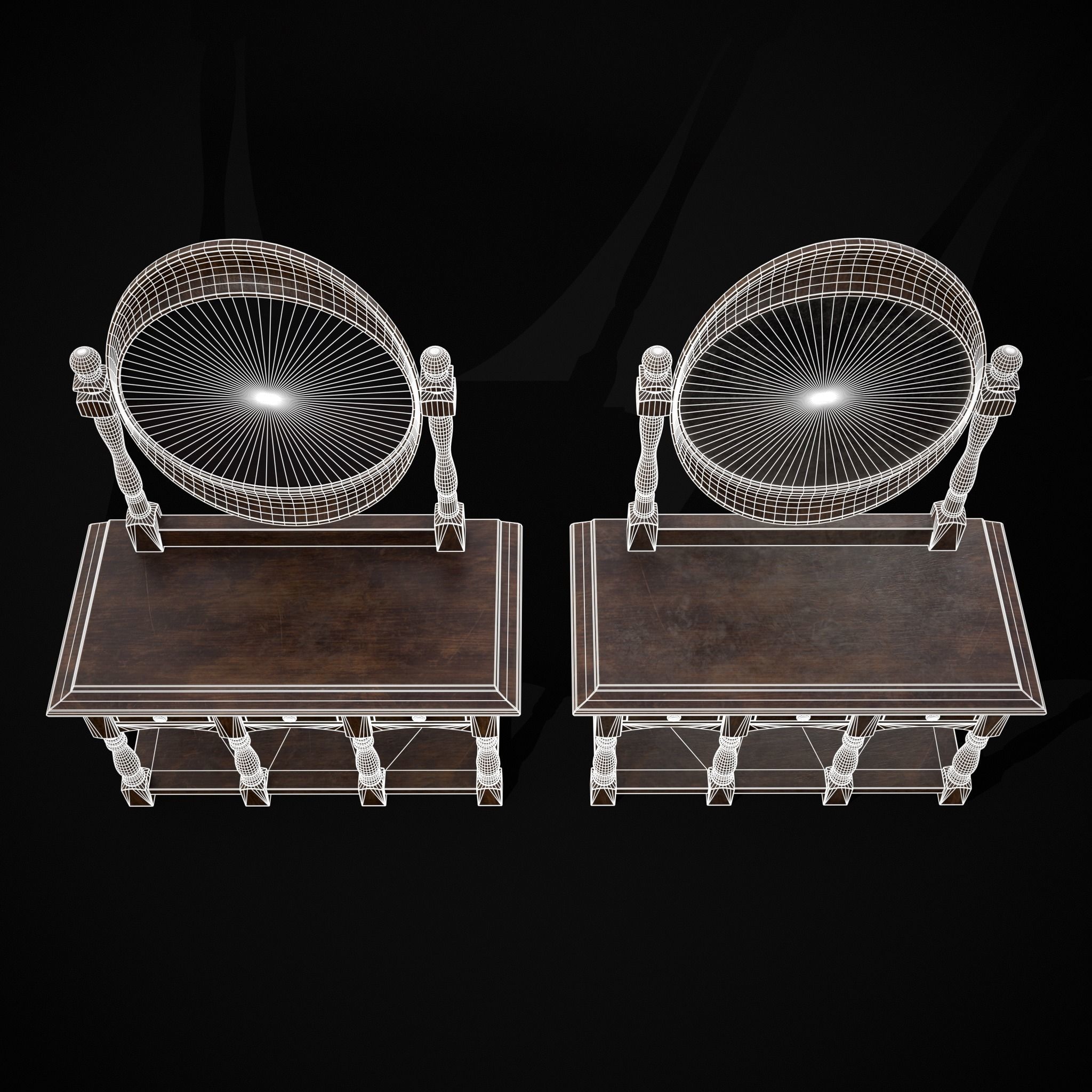 Wooden Vanity Set Low-poly 3D model_18