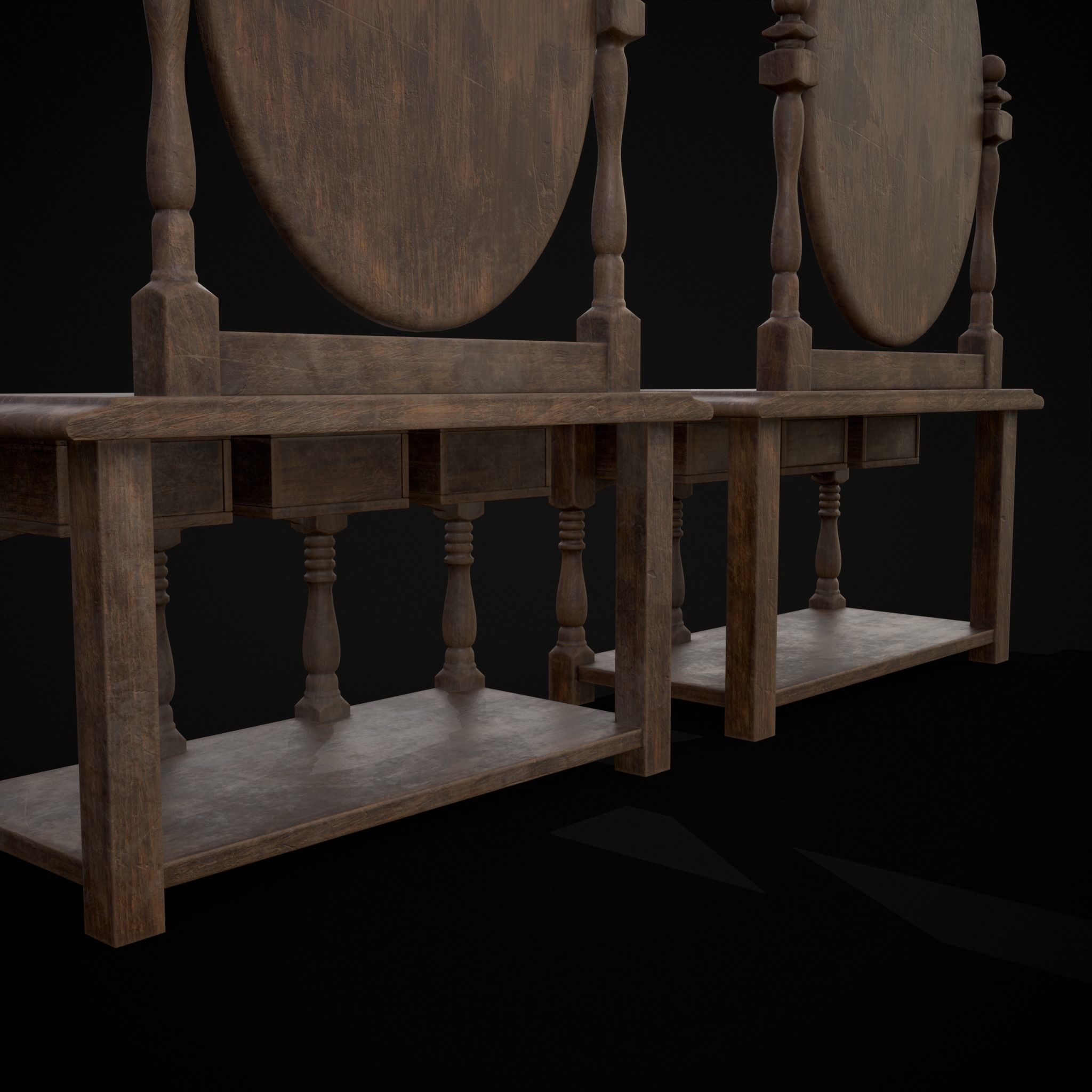Wooden Vanity Set Low-poly 3D model_27