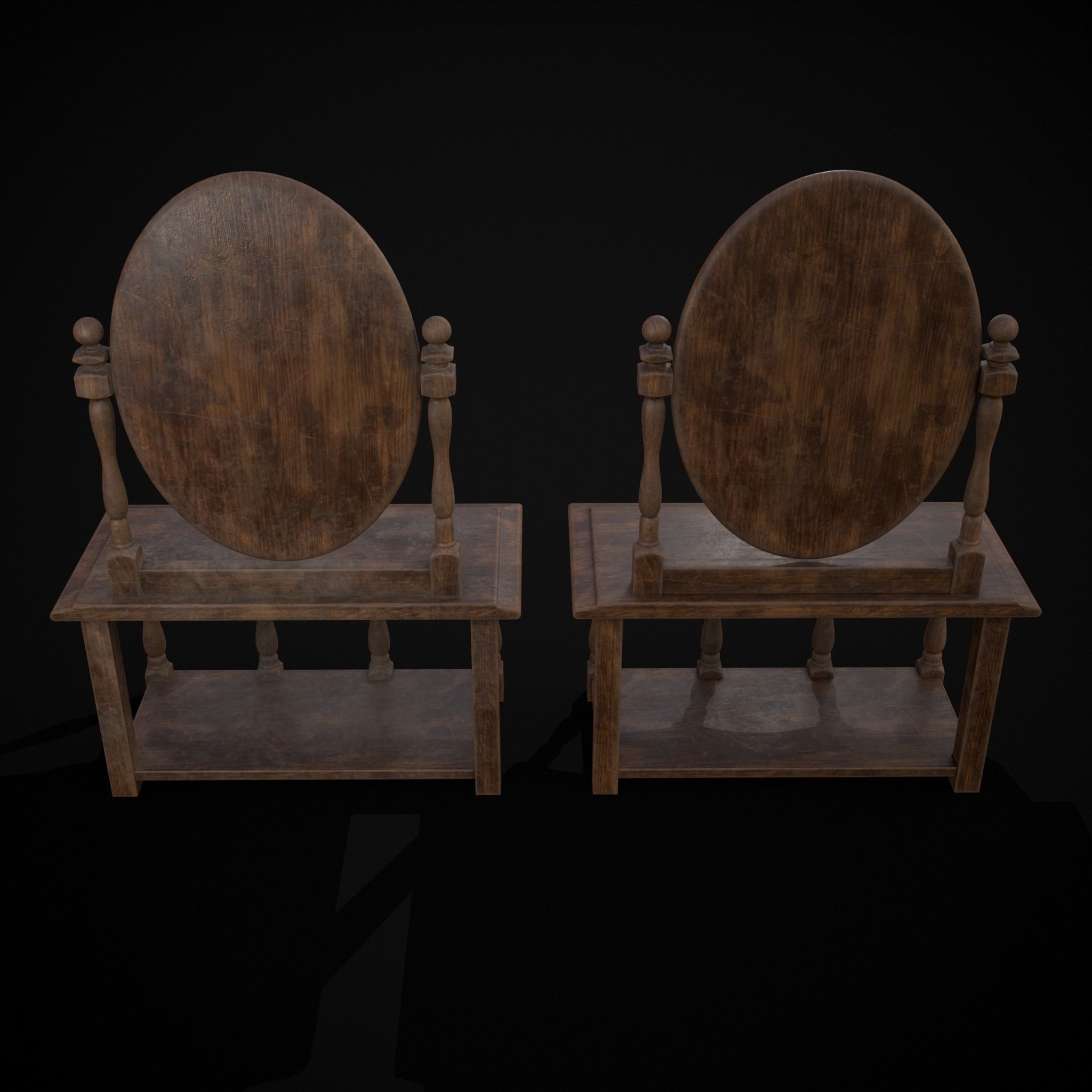 Wooden Vanity Set Low-poly 3D model_29