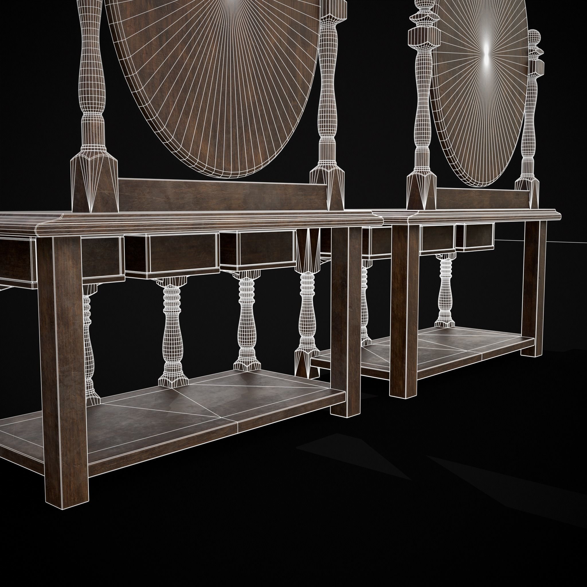 Wooden Vanity Set Low-poly 3D model_28