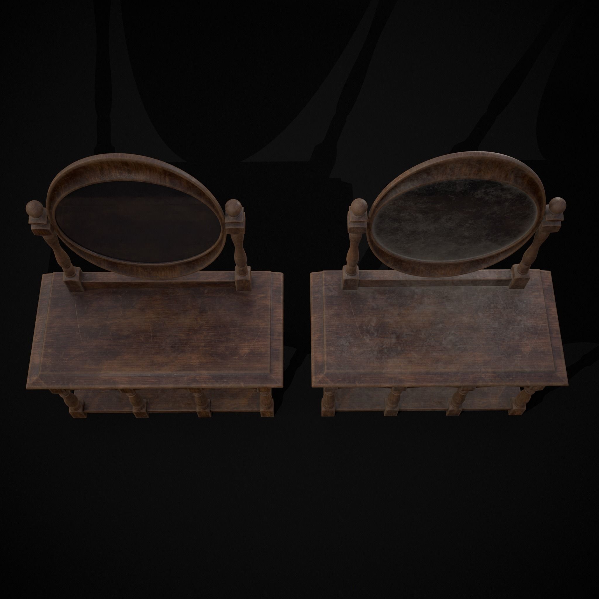 Wooden Vanity Set Low-poly 3D model_21