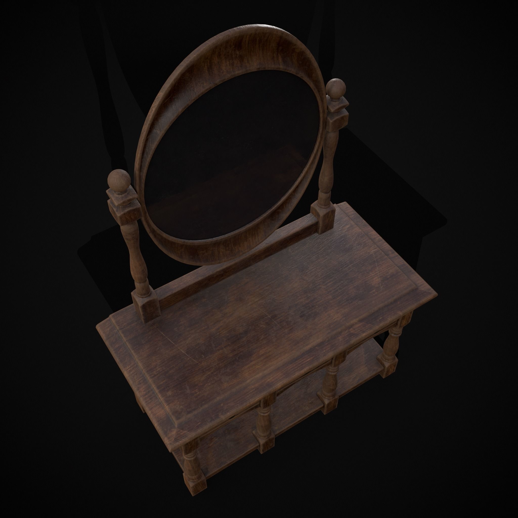 Wooden Vanity Set Low-poly 3D model_3