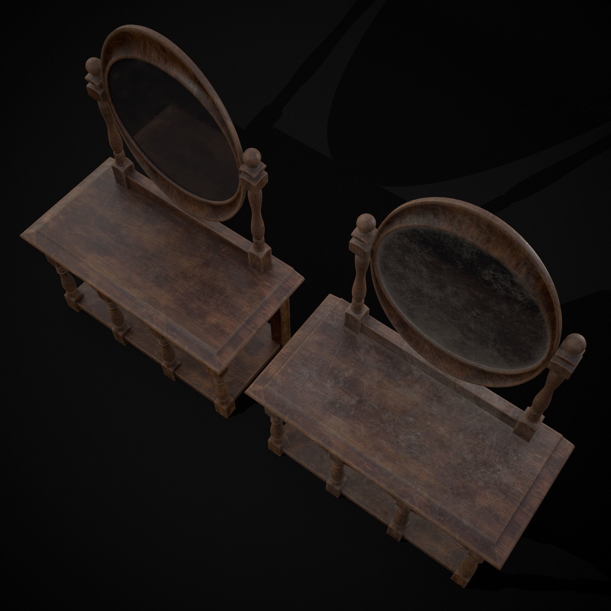 Wooden Vanity Set Low-poly 3D model_31