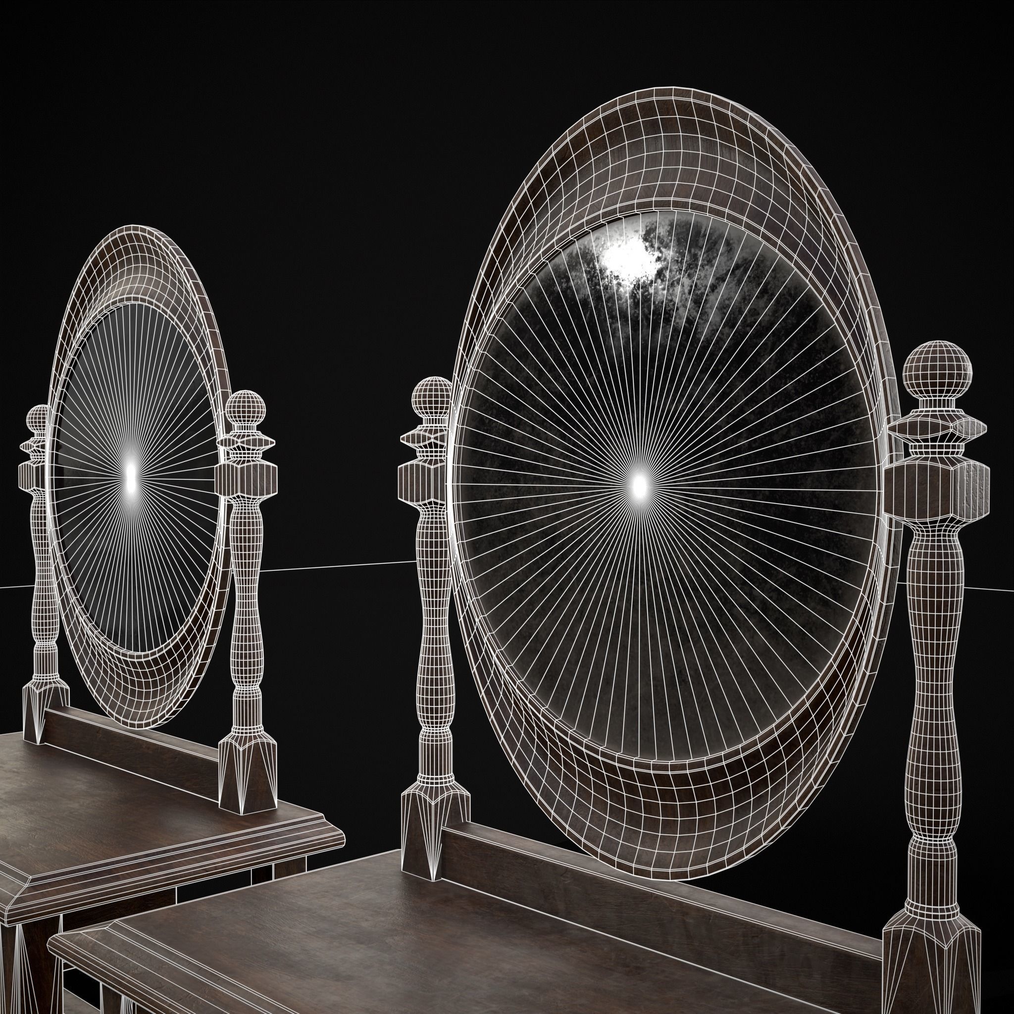 Wooden Vanity Set Low-poly 3D model_24