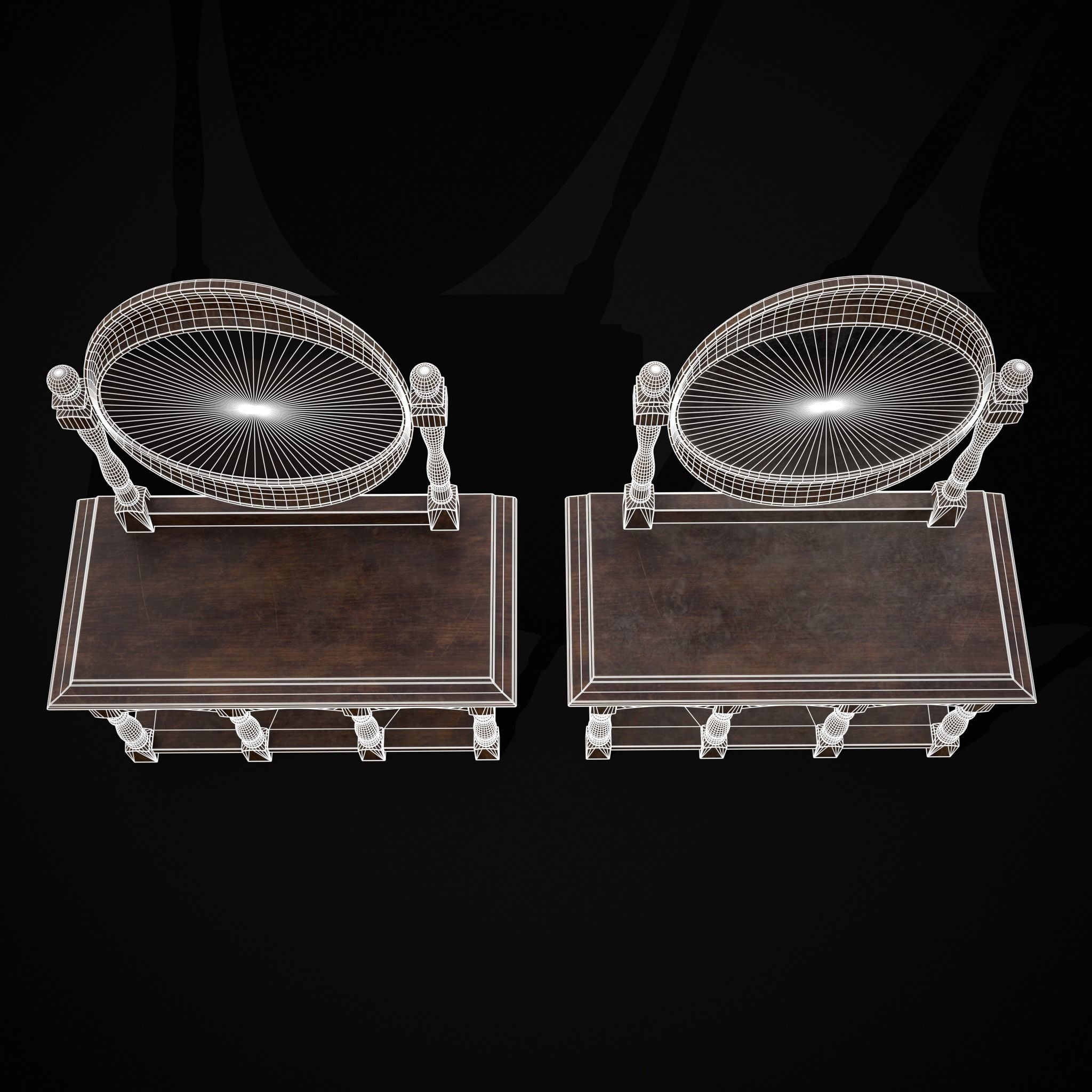 Wooden Vanity Set Low-poly 3D model_22