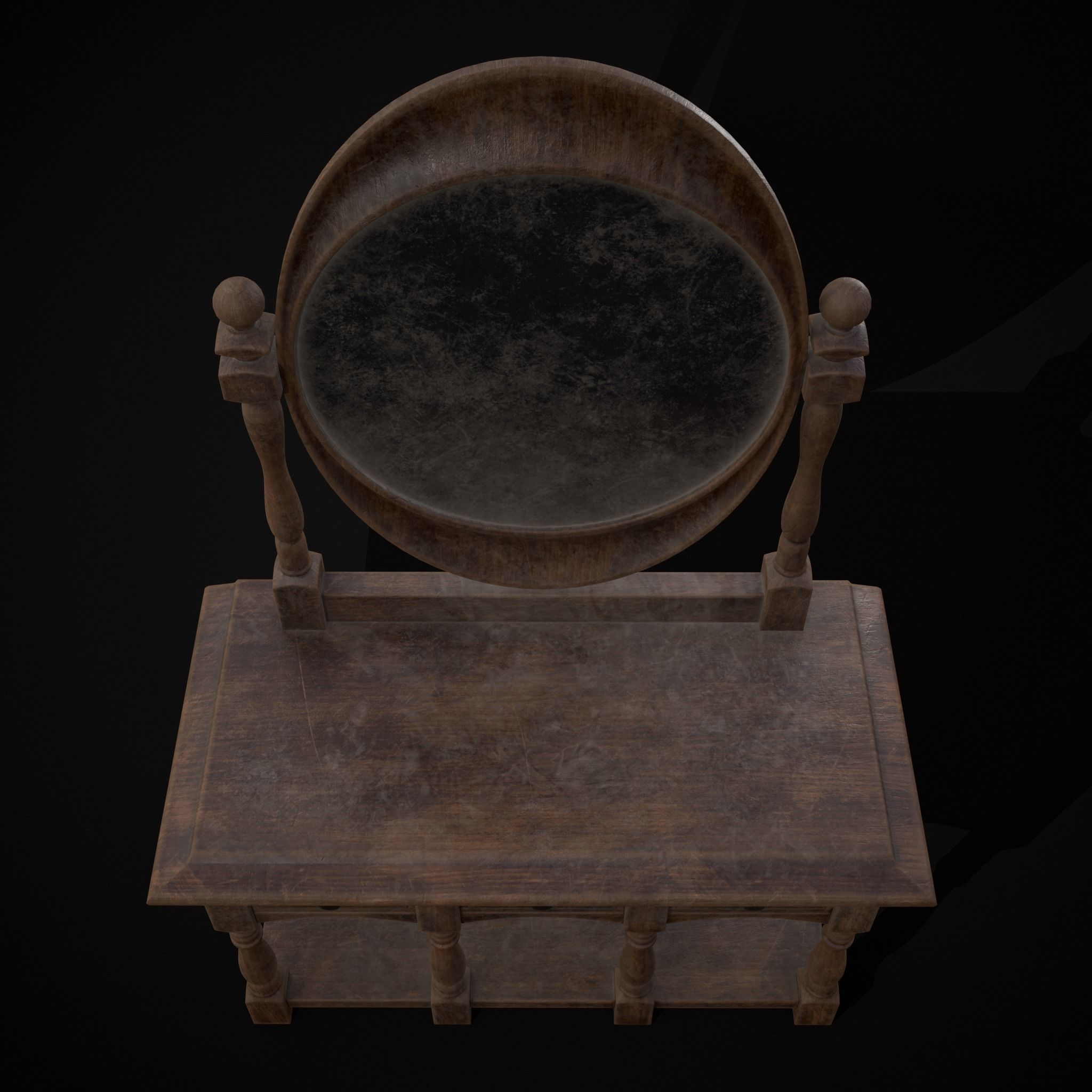 Wooden Vanity Set Low-poly 3D model_9