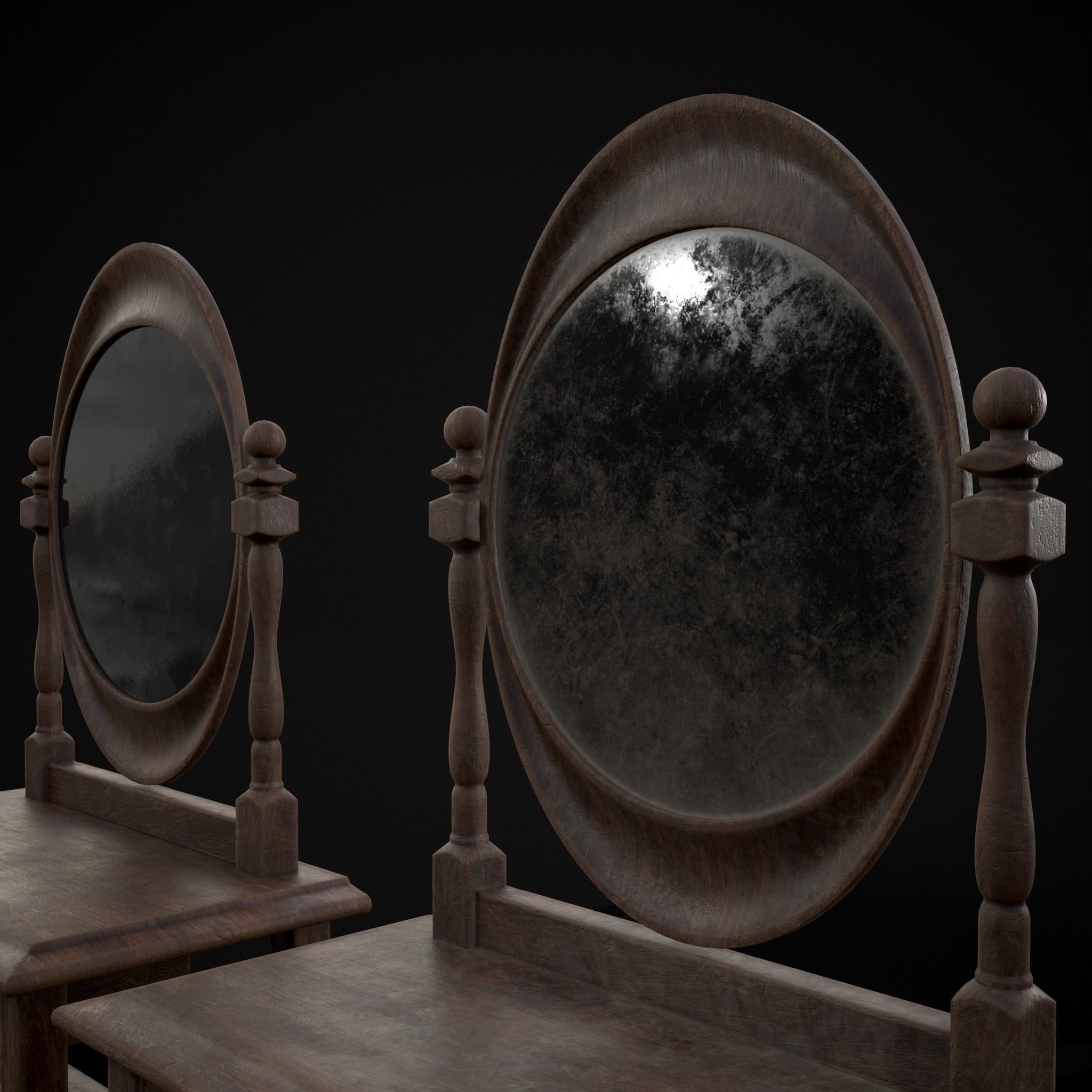 Wooden Vanity Set Low-poly 3D model_23