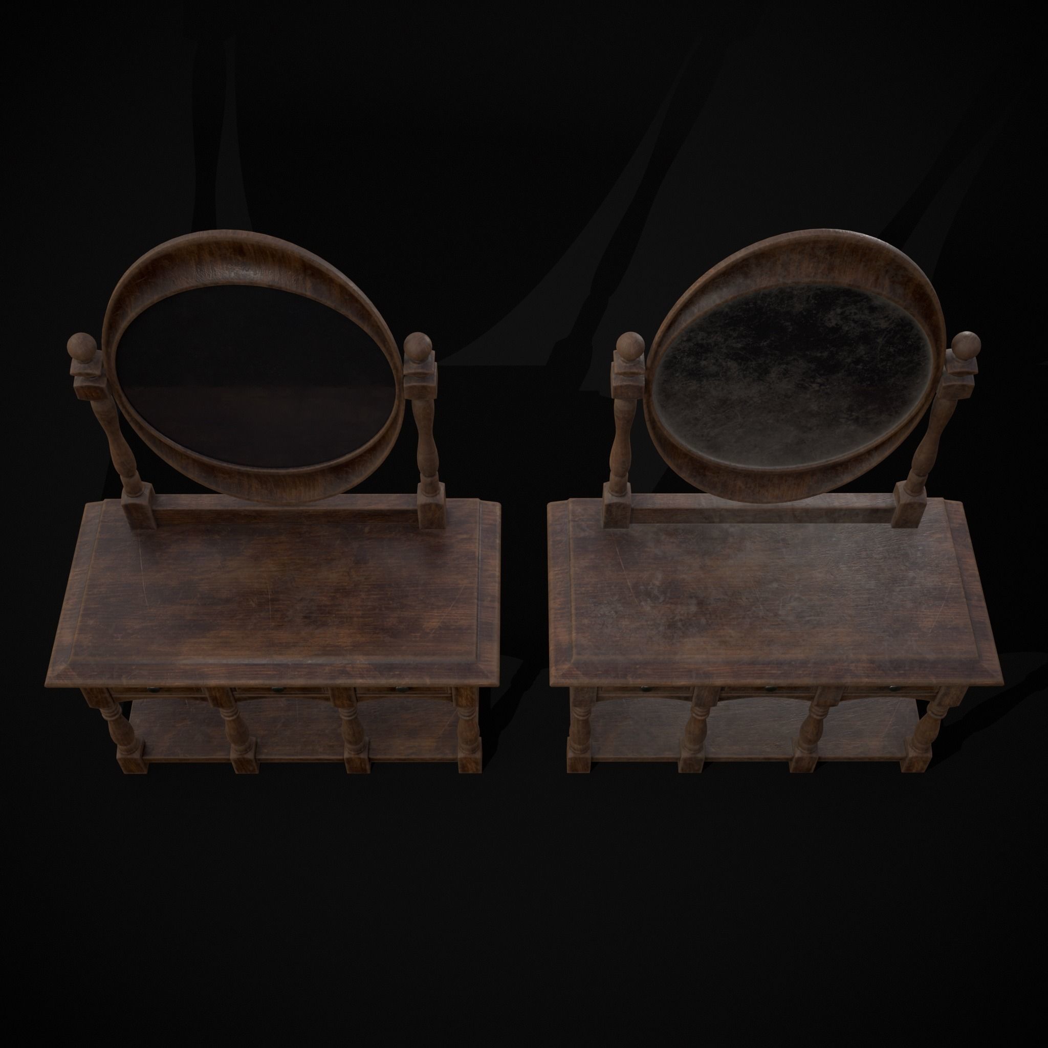 Wooden Vanity Set Low-poly 3D model_17