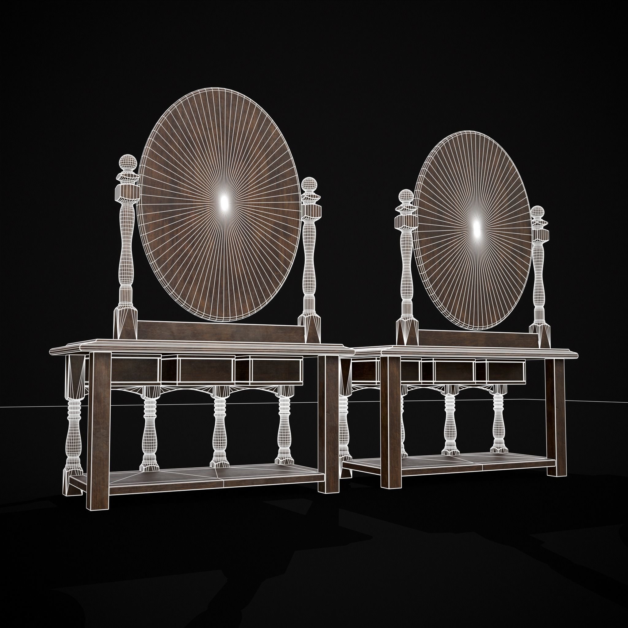 Wooden Vanity Set Low-poly 3D model_36