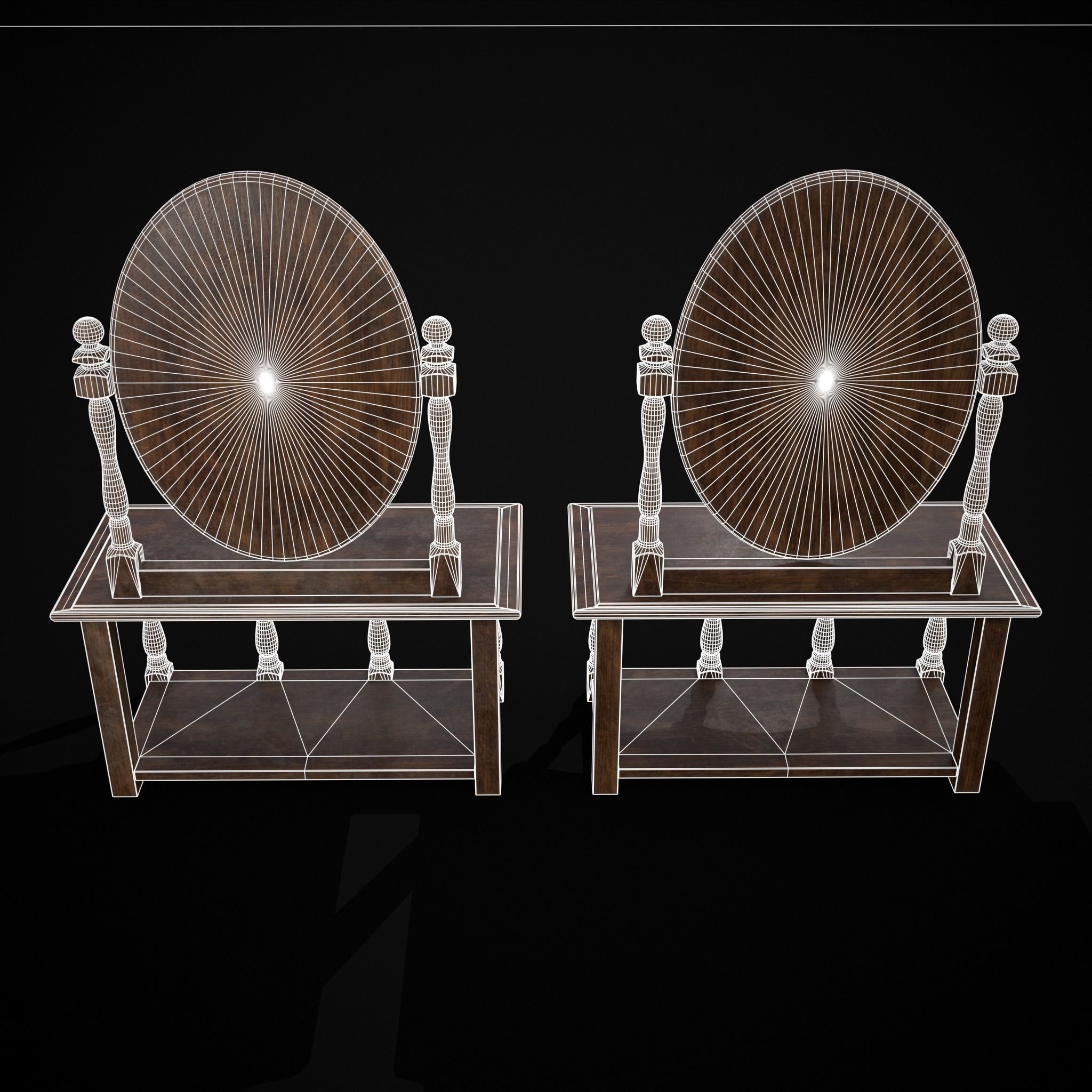 Wooden Vanity Set Low-poly 3D model_30