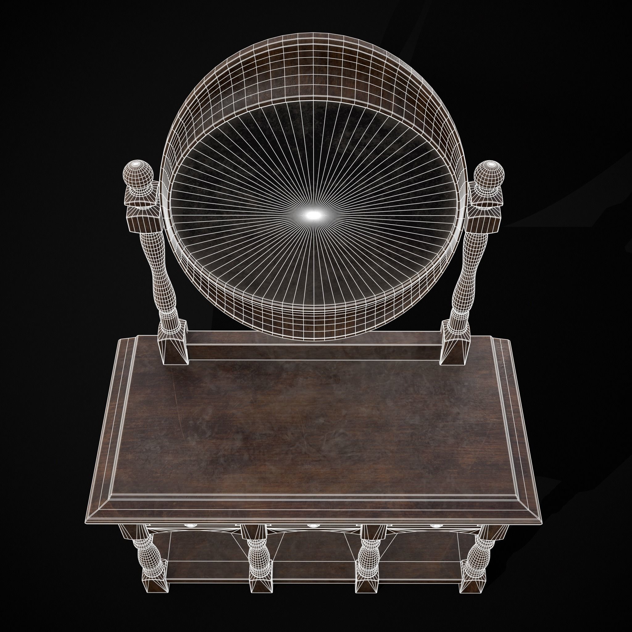 Wooden Vanity Set Low-poly 3D model_10