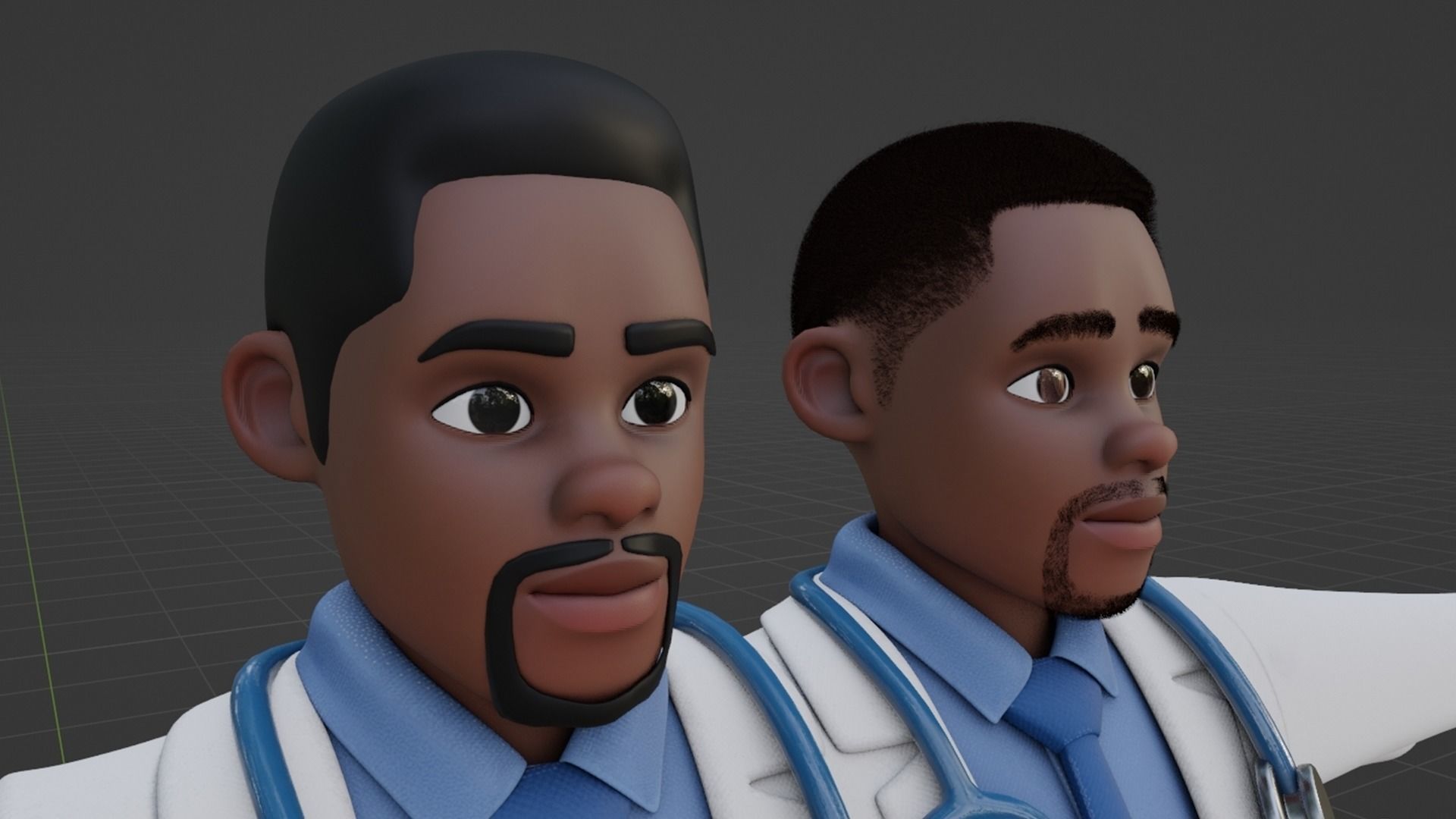 3D model Black Doctor Cartoon Male Character VR / AR / low-poly rigged ...