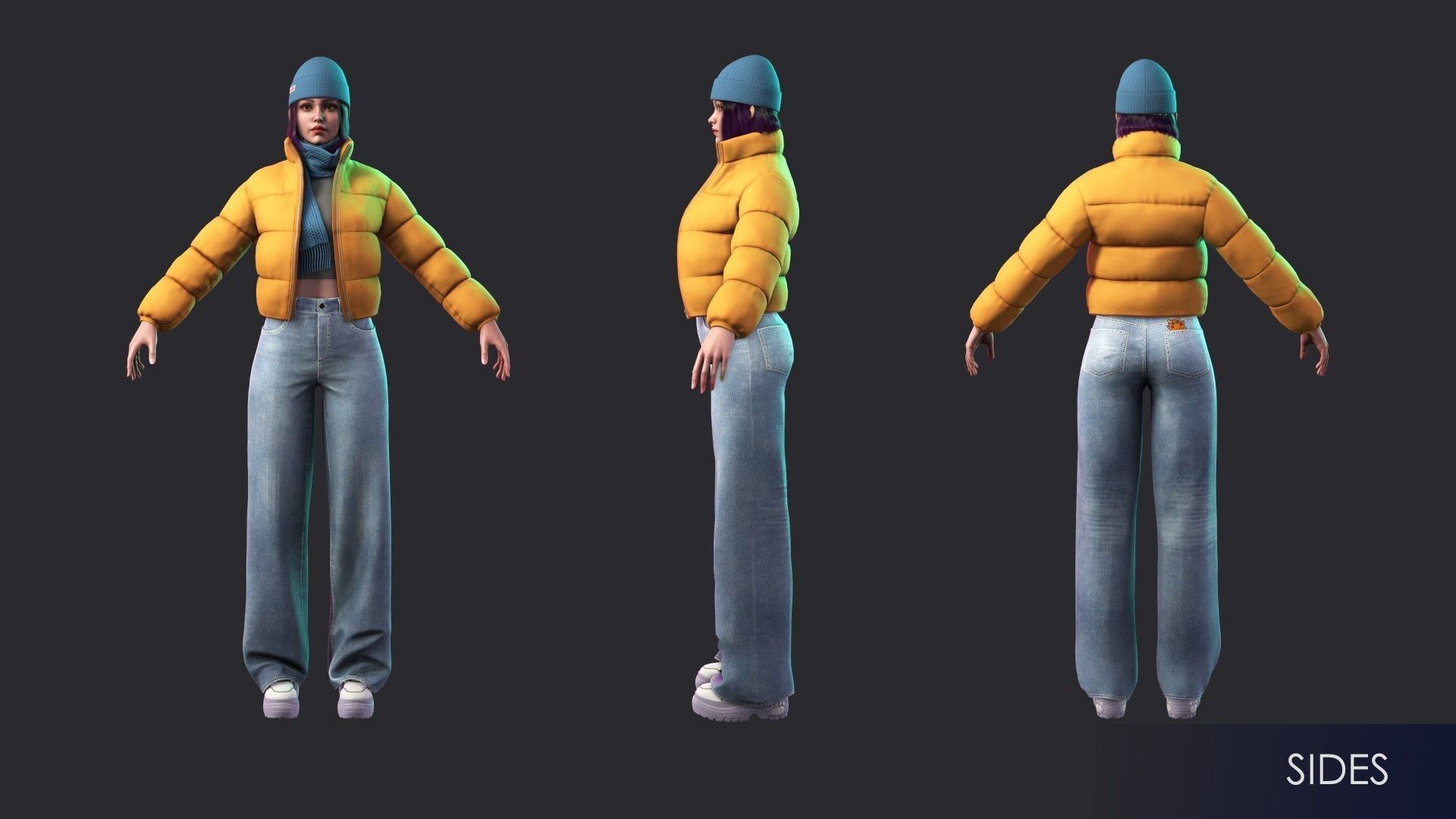 Streetwear Girl 3-9 - Casual Wear Girls Pack 3 Game-Ready Low-poly 3D model_6