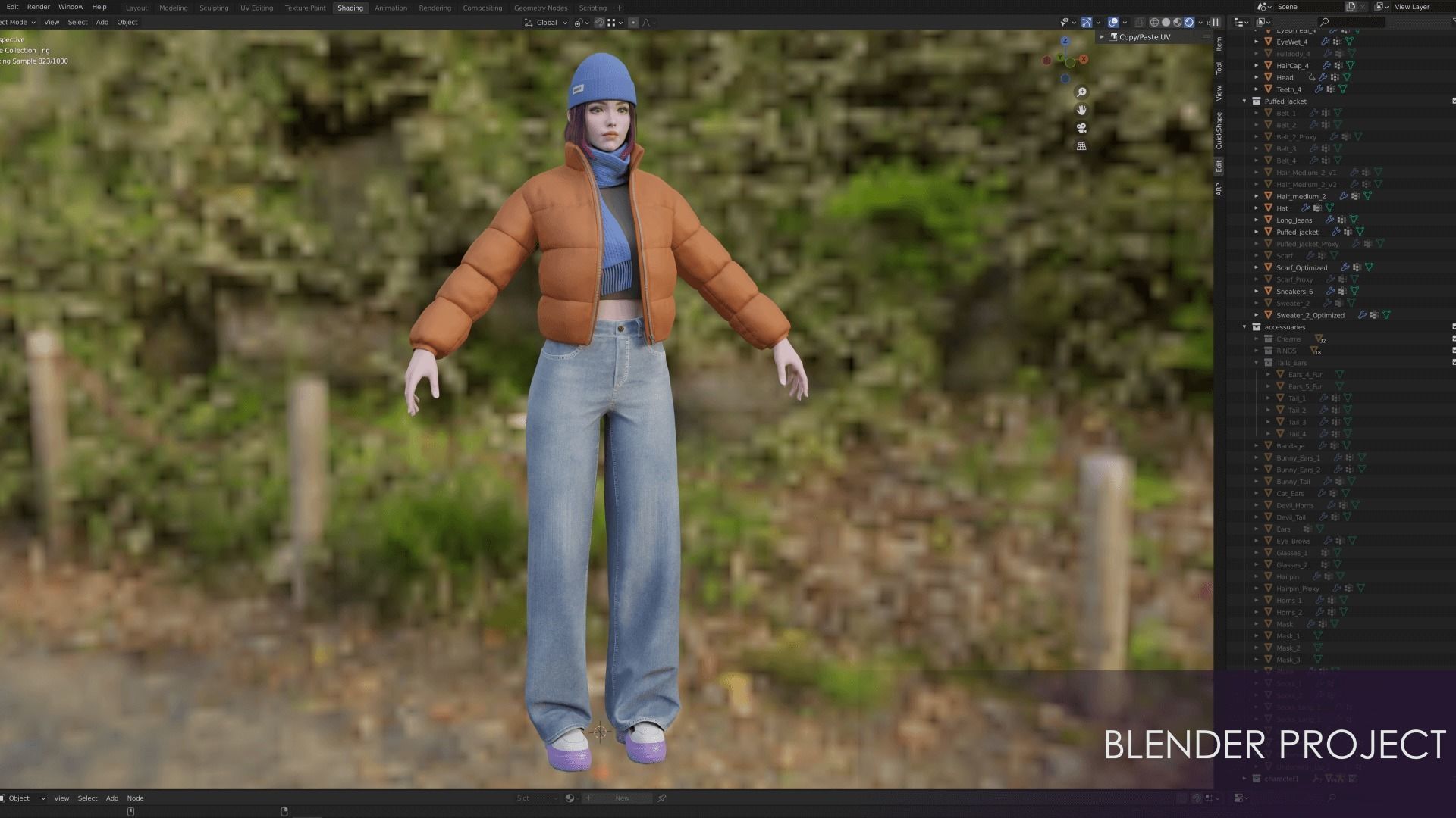 Streetwear Girl 3-9 - Casual Wear Girls Pack 3 Game-Ready Low-poly 3D model_26