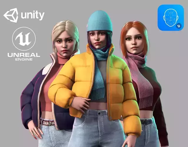 Streetwear Girl 3-9 - Casual Wear Girls Pack 3 Game-Ready Low-poly 3D model