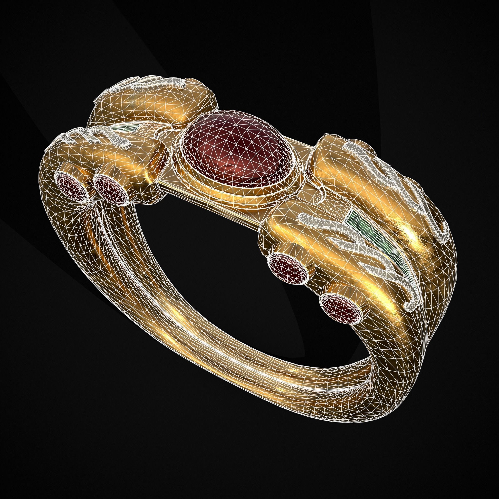 Jeweled Concept Ring Low-poly 3D model_22