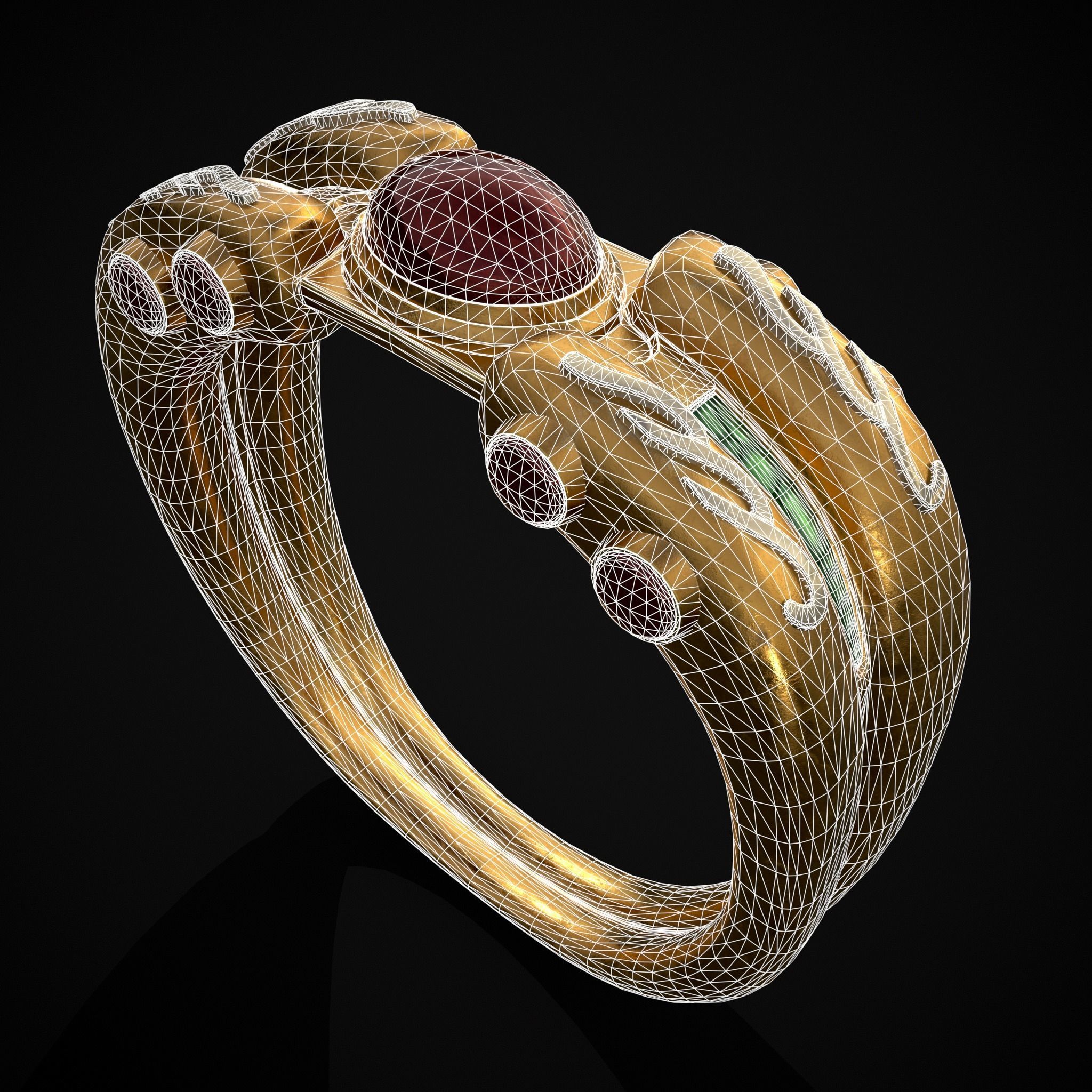 Jeweled Concept Ring Low-poly 3D model_28
