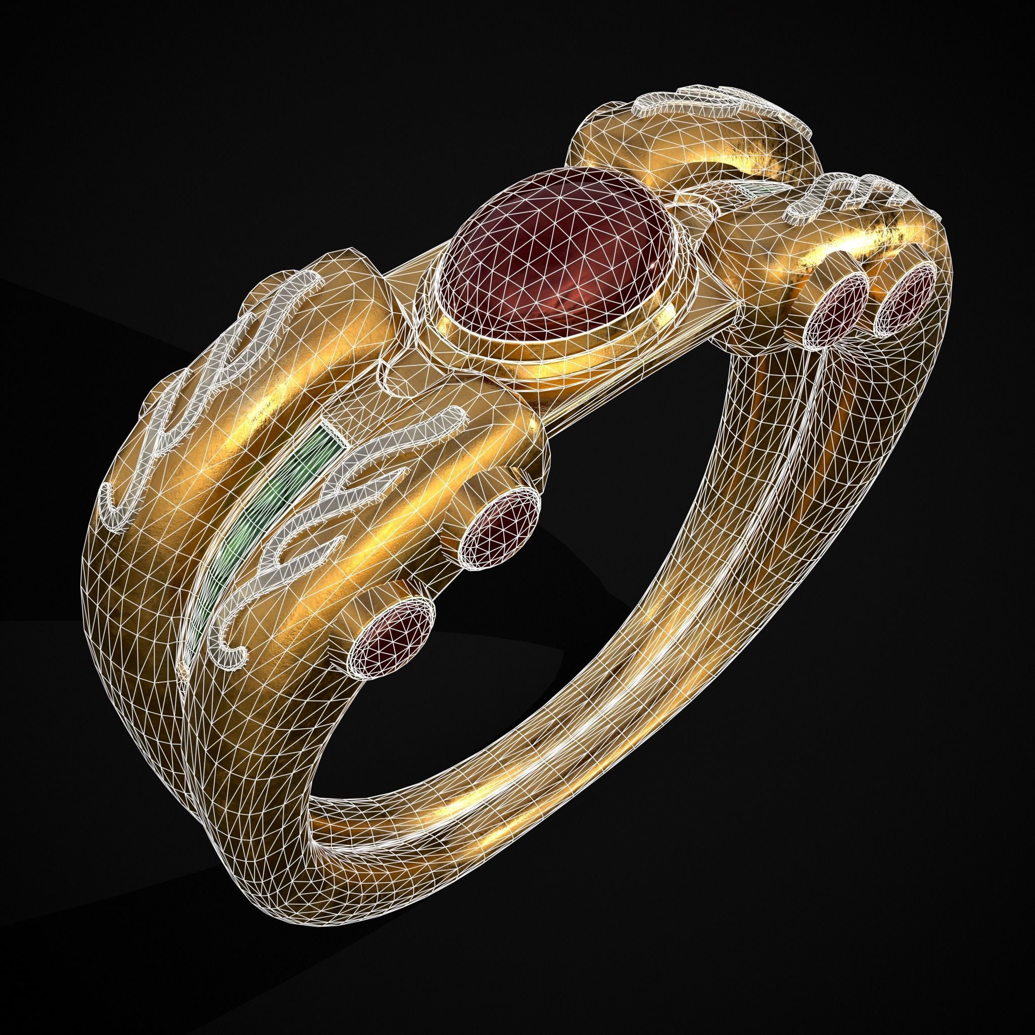 Jeweled Concept Ring Low-poly 3D model_38