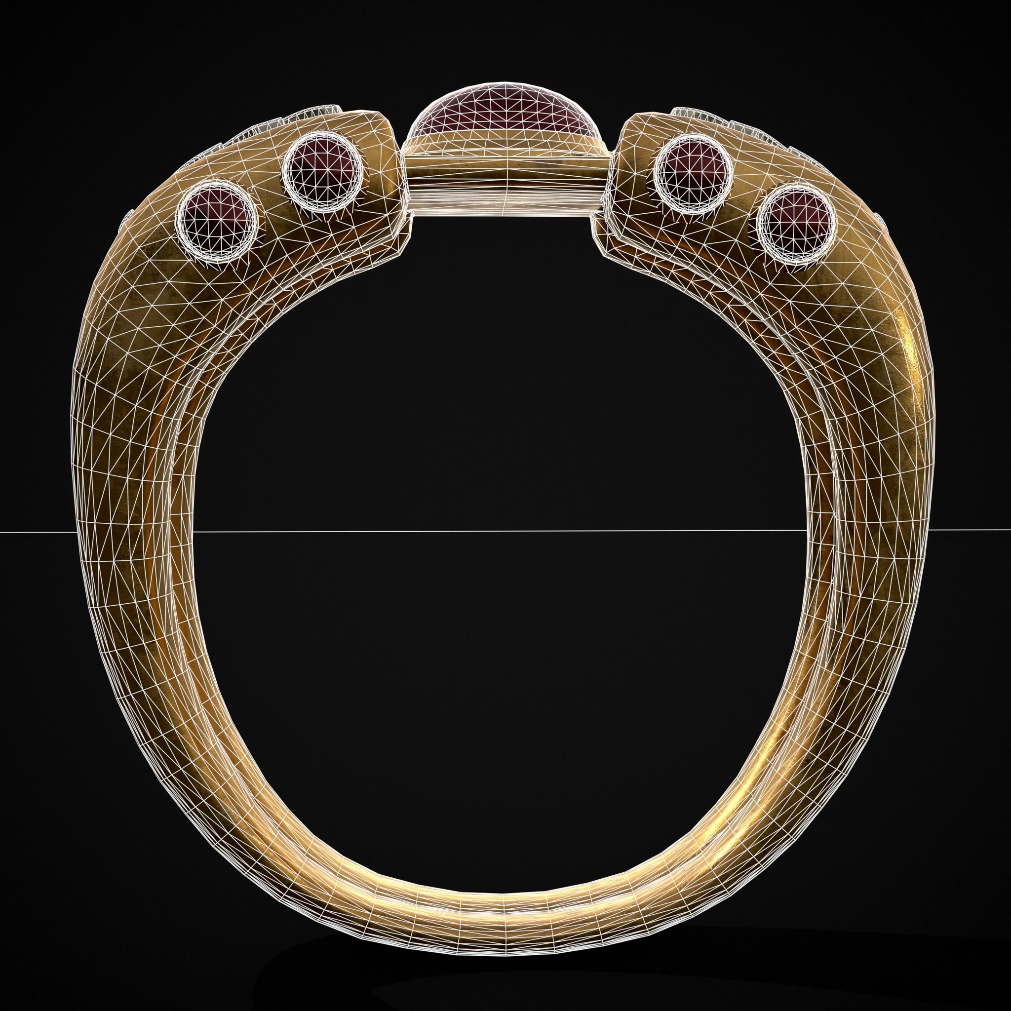 Jeweled Concept Ring Low-poly 3D model_6