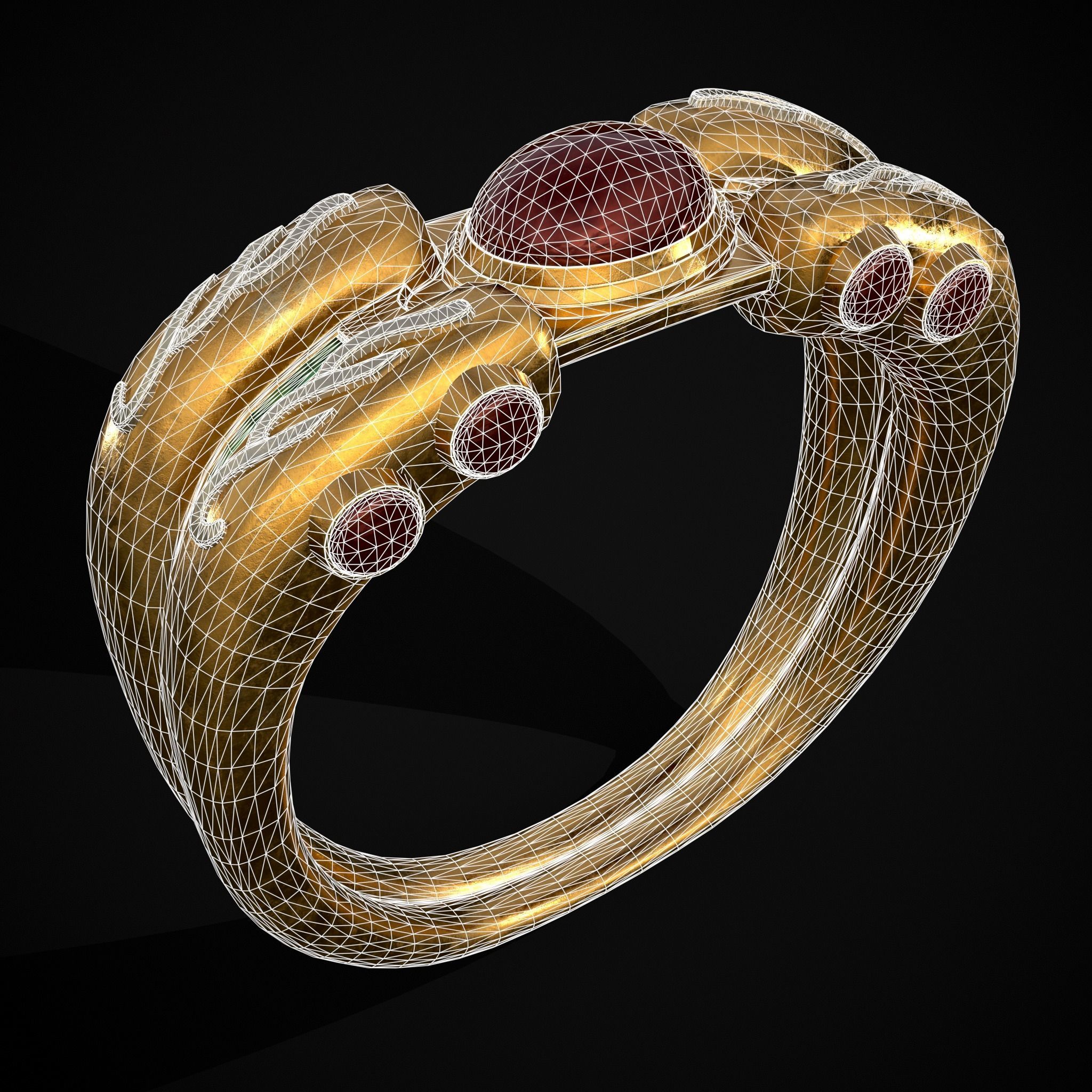 Jeweled Concept Ring Low-poly 3D model_2