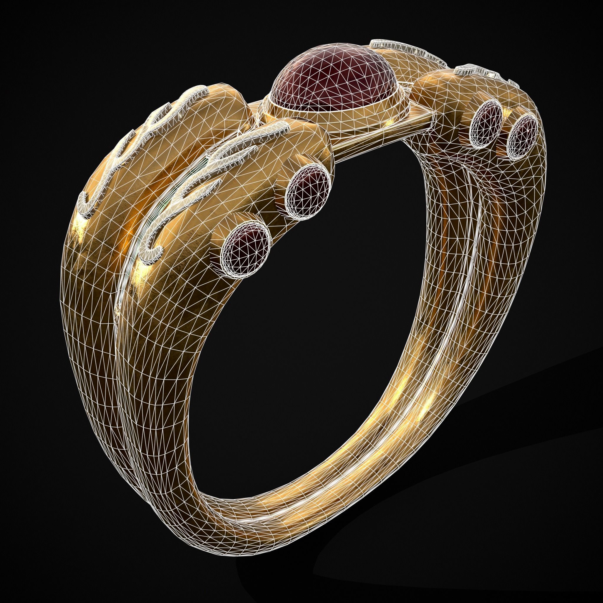 Jeweled Concept Ring Low-poly 3D model_16