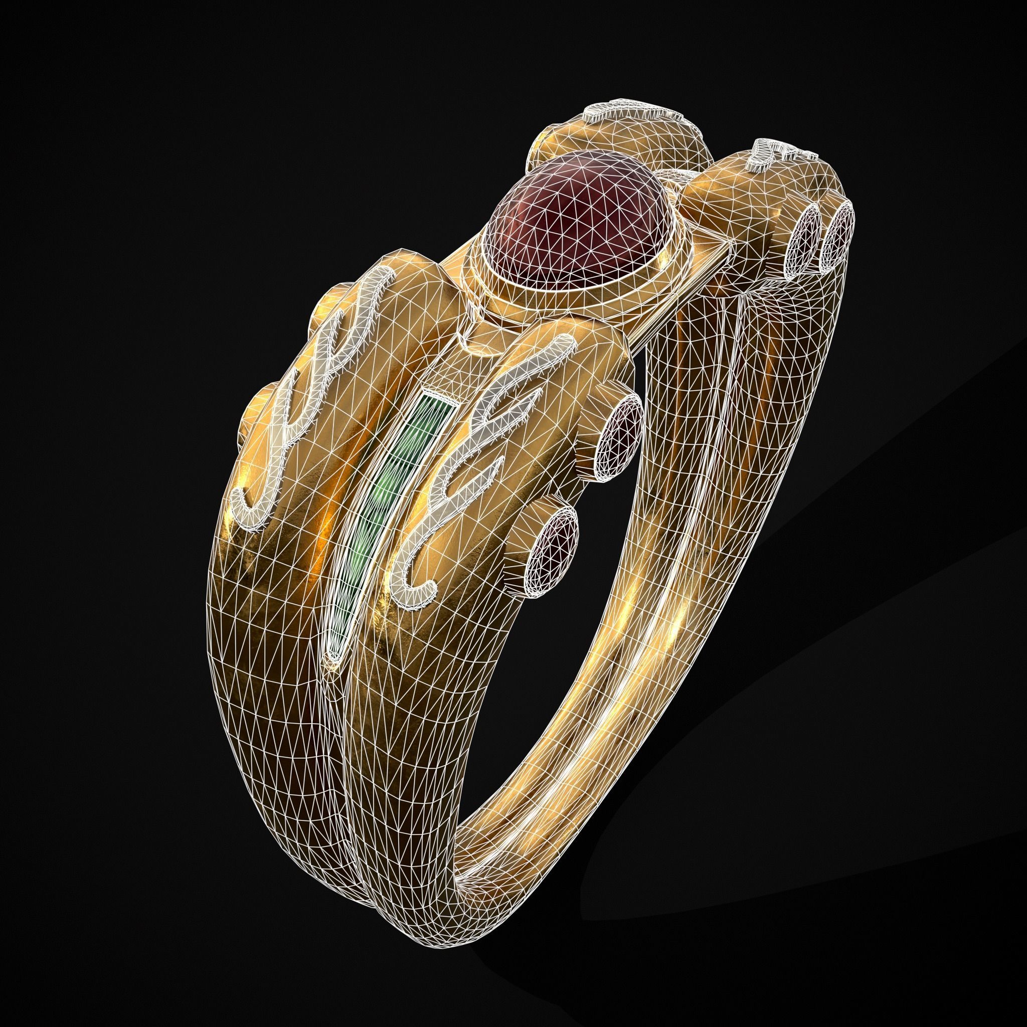 Jeweled Concept Ring Low-poly 3D model_24