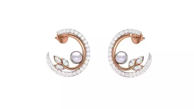 Flower Leaf Women studs Earrings 3dm stl 3mf obj glb gltf mtl  3D print model