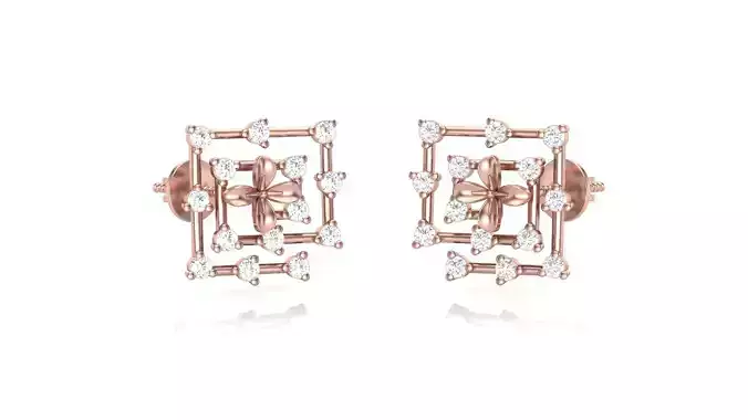 Flowers Bouquet Women studs Earrings 3dm stl 3mf obj glb gltf 3D print model
