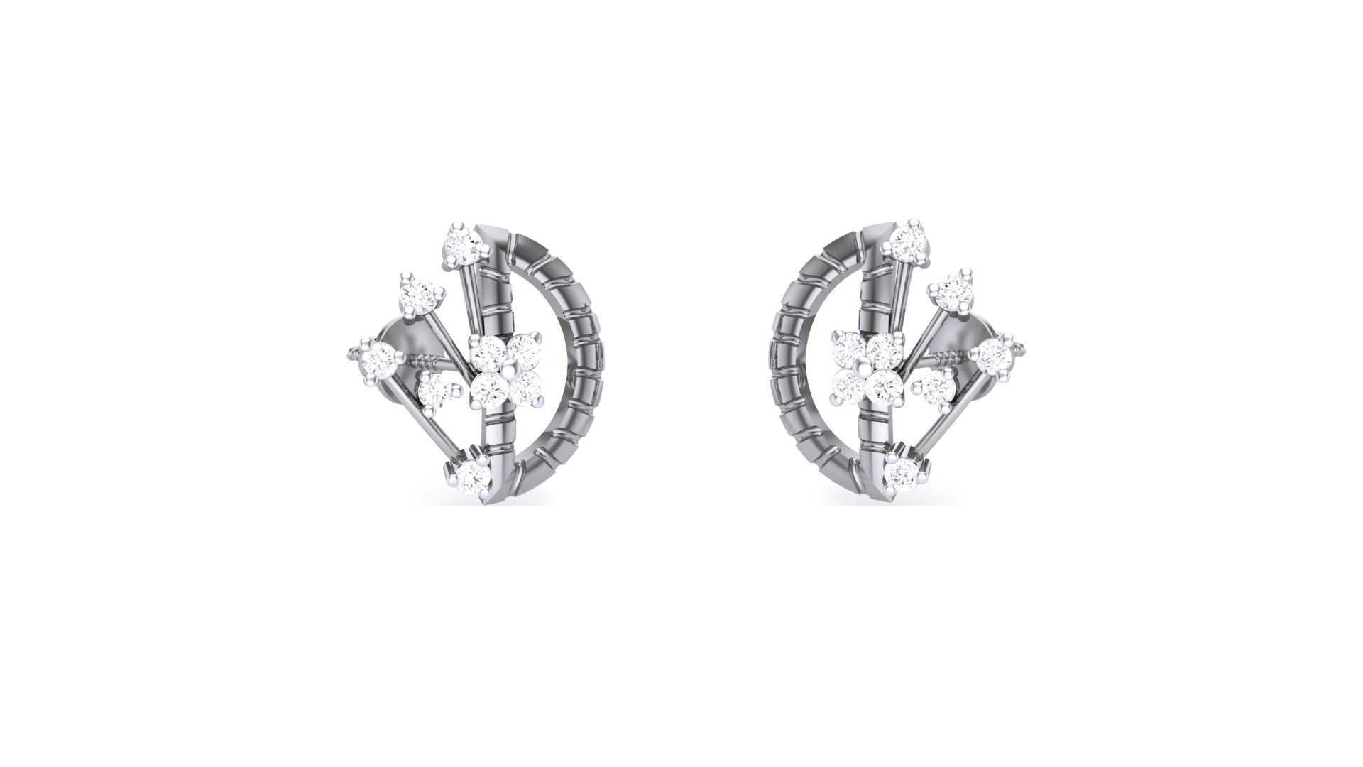 Women studs Earrings 3dm stl 3mf obj glb gltf mtl render detail 3D print model_2