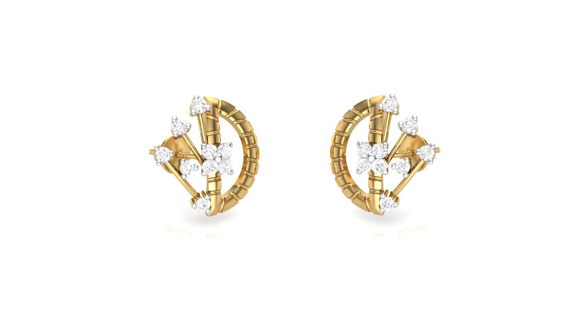 Women studs Earrings 3dm stl 3mf obj glb gltf mtl render detail 3D print model_1