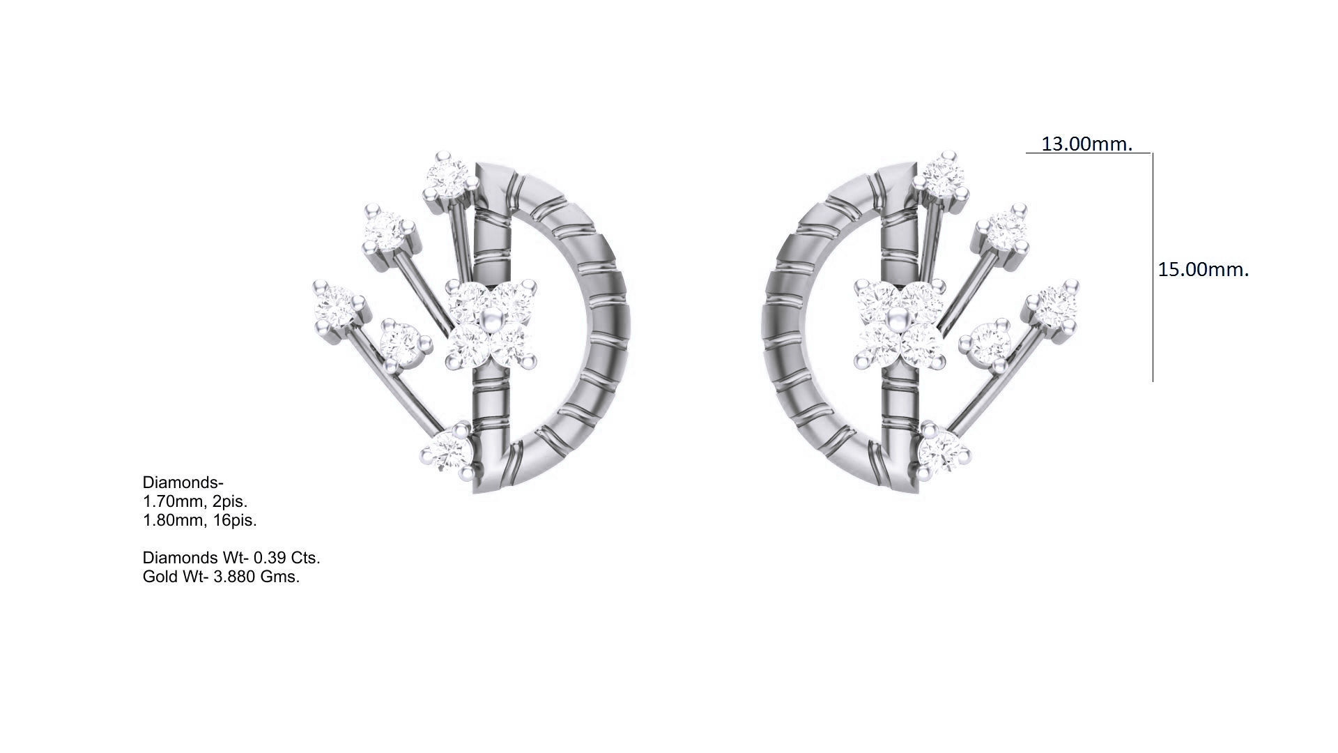 Women studs Earrings 3dm stl 3mf obj glb gltf mtl render detail 3D print model_5