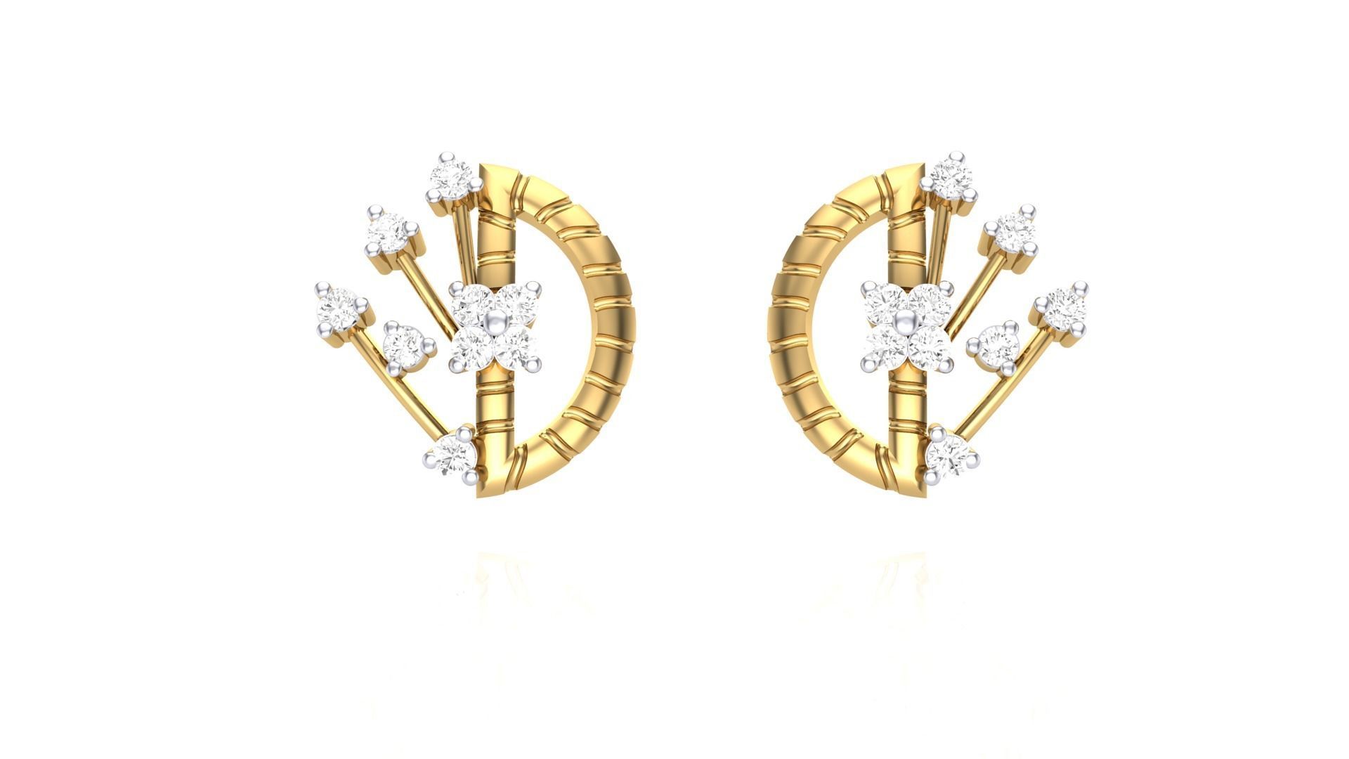 Women studs Earrings 3dm stl 3mf obj glb gltf mtl render detail 3D print model_8