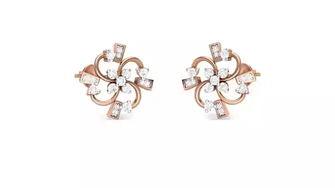 Flower Women studs Earrings 3dm stl 3mf obj glb gltf mtl render 3D print model