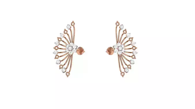 Flowers Women studs Earrings 3dm stl 3mf obj glb gltf mtl render 3D print model