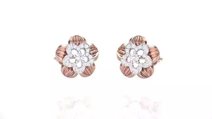 Flower Women studs Earrings 3dm stl 3mf obj glb gltf mtl render 3D print model