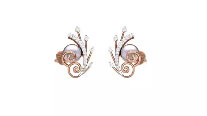 Snail With Water  Drops on Head Women studs Earrings 3dm stl 3D print model