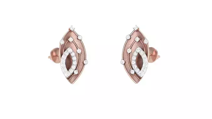 Diamond Leaf Women studs Earrings 3dm stl 3mf obj glb gltf mtl  3D print model