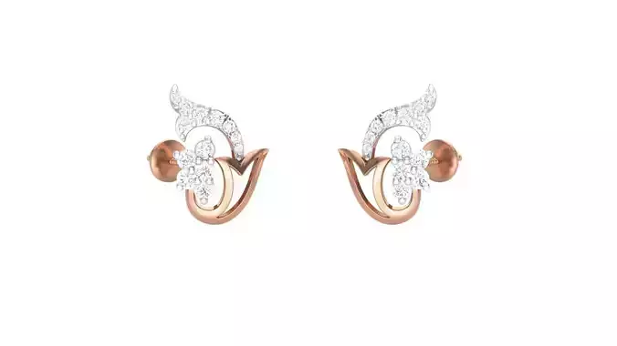 Flower Women studs Earrings 3dm stl 3mf obj glb gltf mtl render 3D print model