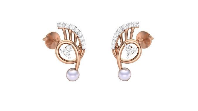 Women studs Earrings 3dm stl 3mf obj glb gltf mtl render detail 3D print model