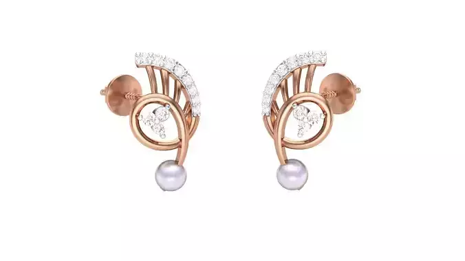 Women studs Earrings 3dm stl 3mf obj glb gltf mtl render detail 3D print model