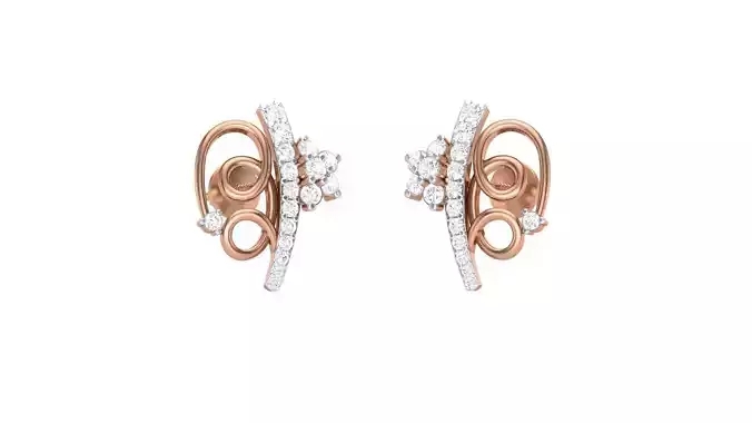 Butterfly Women studs Earrings 3dm stl 3mf obj glb gltf mtl  3D print model