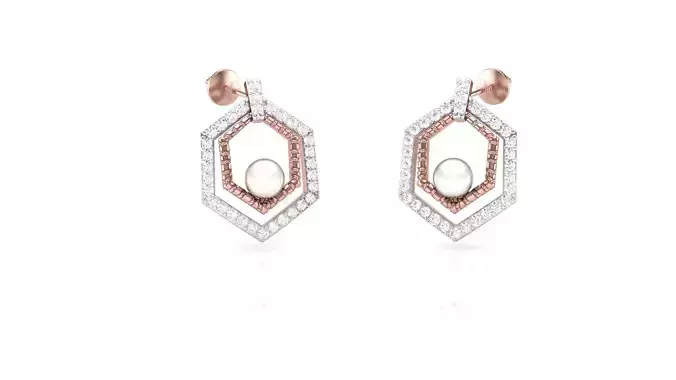Hanging Pearl Women studs Earrings 3dm stl 3mf obj glb gltf mtl 3D print model