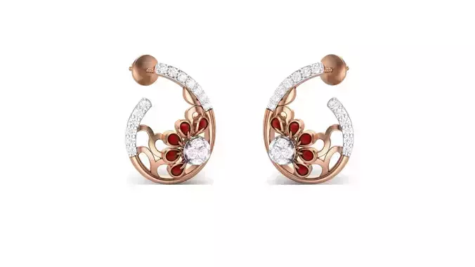 Women studs Earrings 3dm stl 3mf obj glb gltf mtl render detail