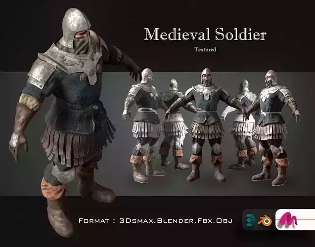 Medieval Soldier 01 Low-poly 3D model