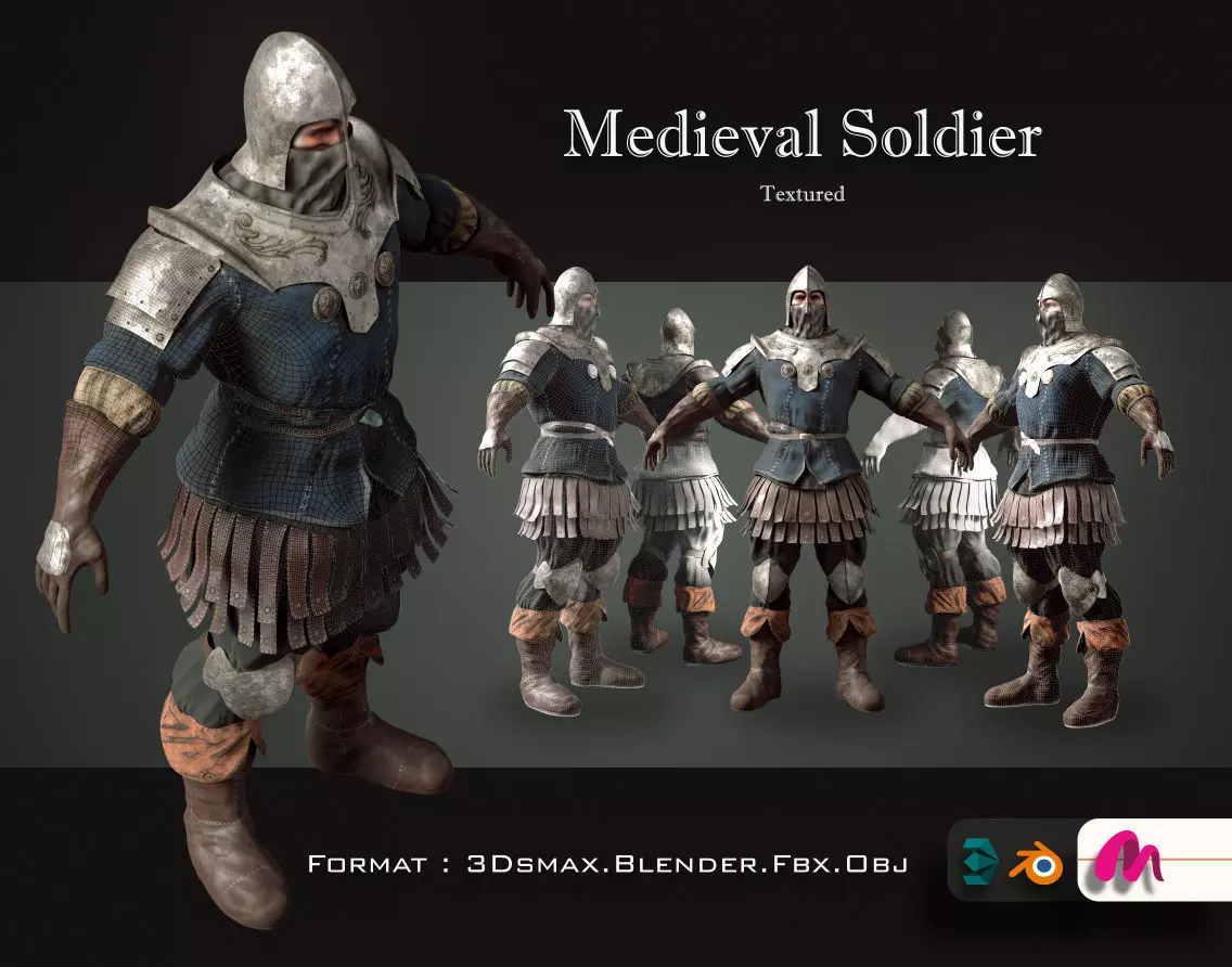 Medieval Soldier 01 Low-poly 3D model_0