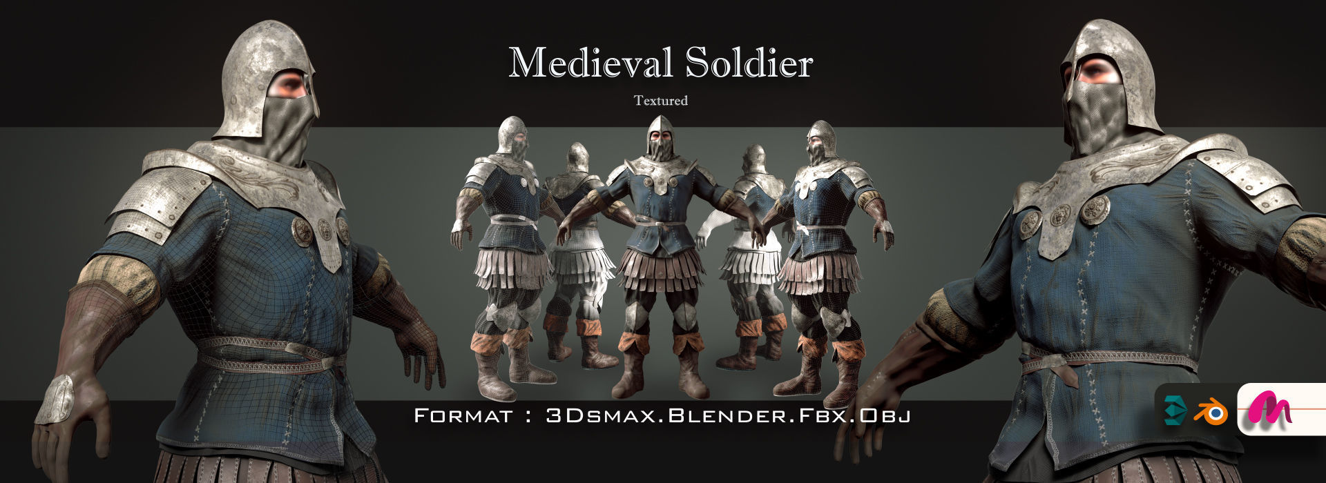 Medieval Soldier 01 Low-poly 3D model_15