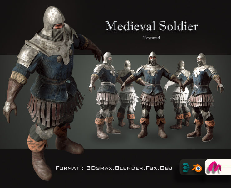 Medieval Soldier 01 Low-poly 3D model_16